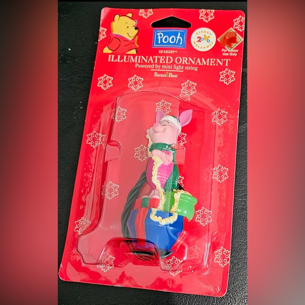 Vintage Santa's Best Disney Winnie the Pooh Disney PIGLET Illuminated Ornament